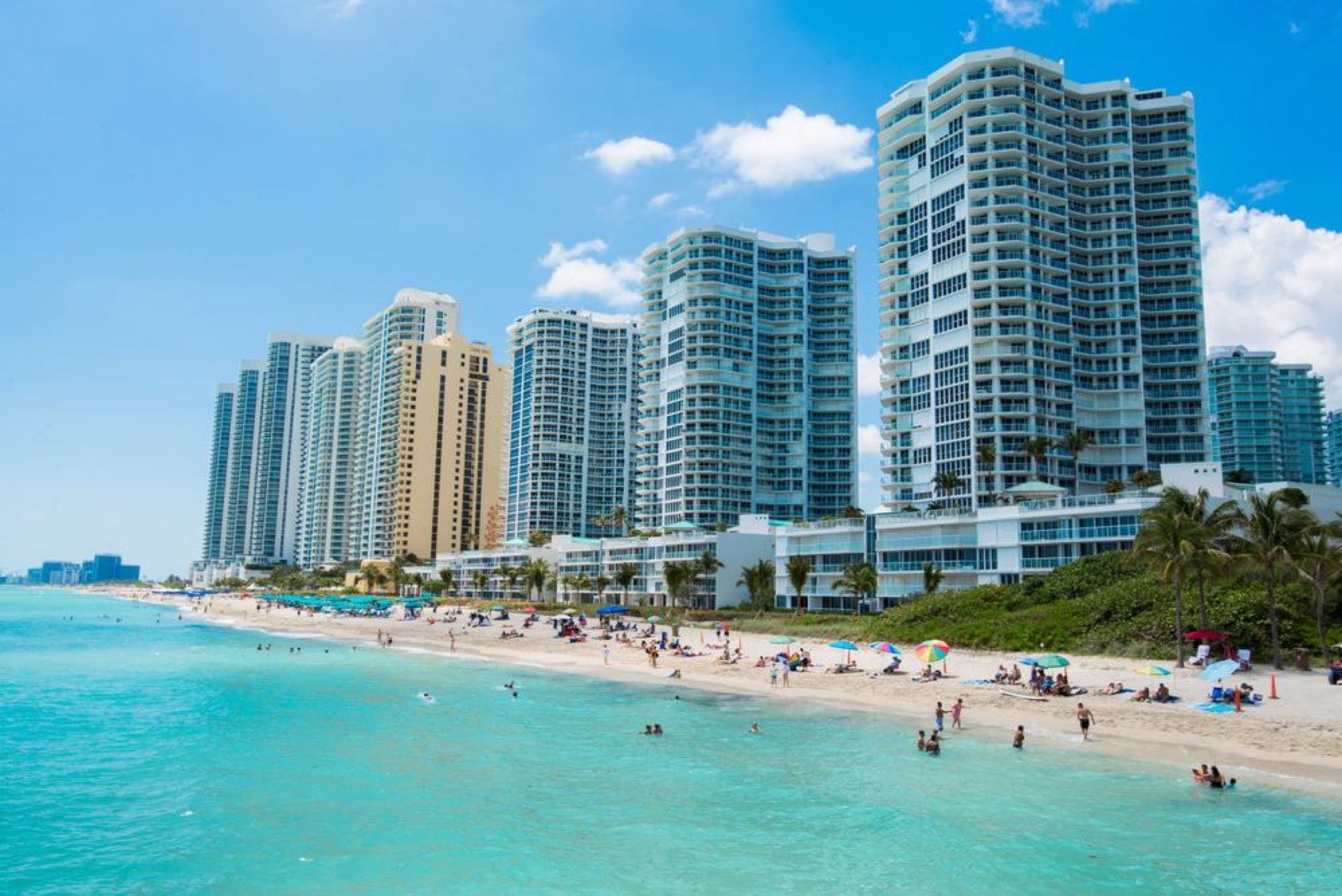 Oceanfront towers and beach in Sunny Isles, Miami