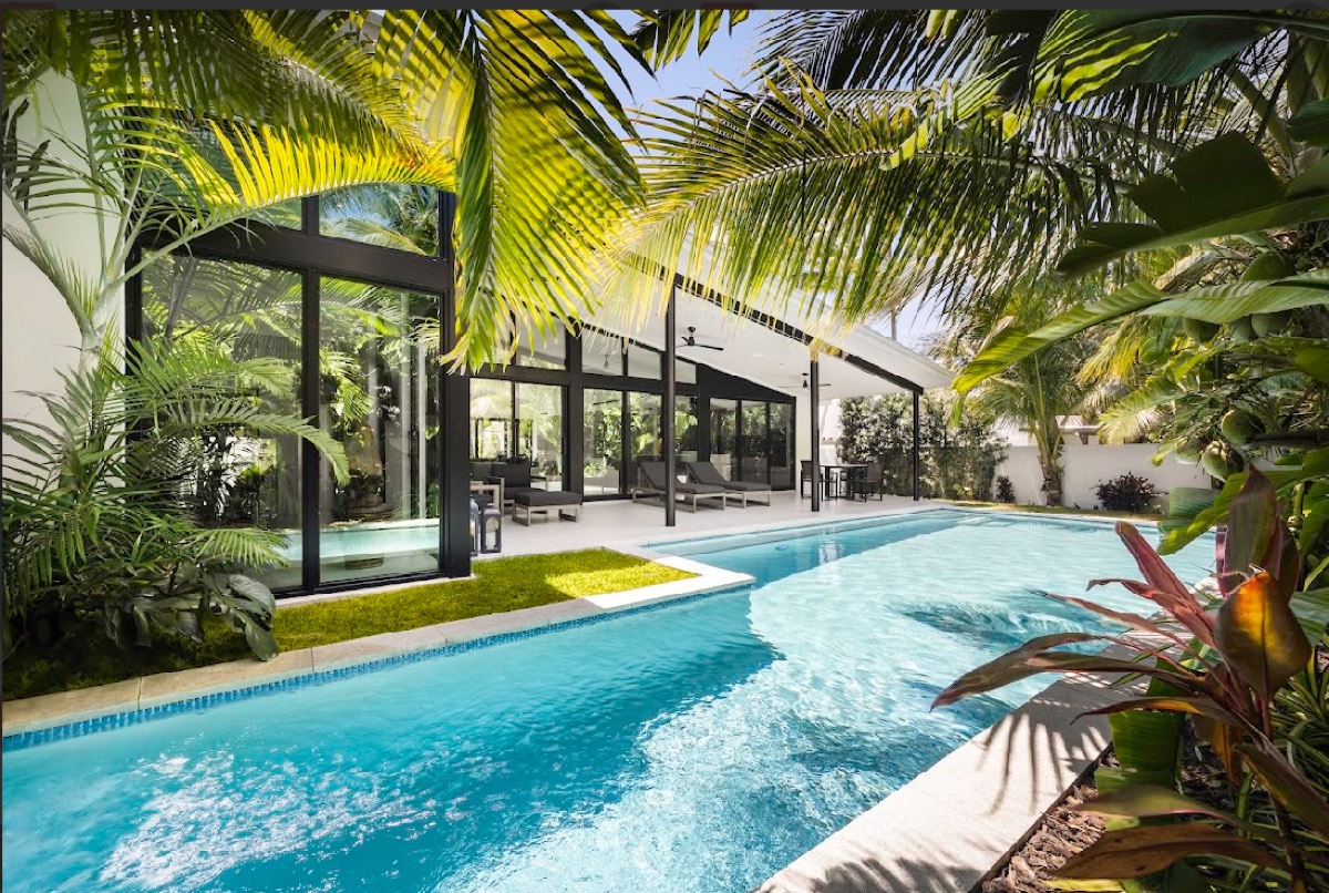 5225 La Gorce Drive, Miami Beach 33140 — pool and rear elevation of the house we sold